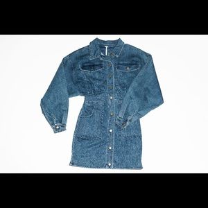 Free People Dark Wash Denim Mini Dress XS